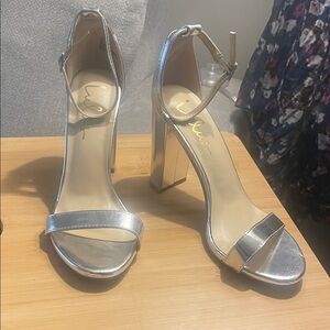 Lulu's Metallic Silver Block Heels